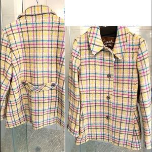 COACH Tattersall Grey Multi Coat Jacket